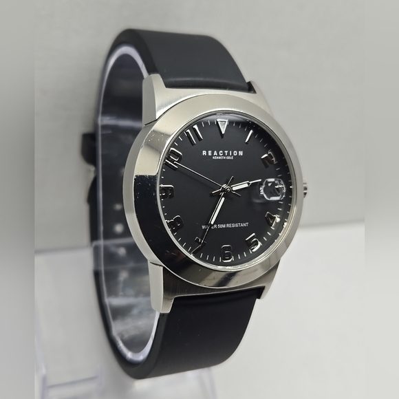 Vintage Mens Kenneth Reaction Silver Tone Quartz Date Watch New Battery RK1001 - Picture 3 of 10
